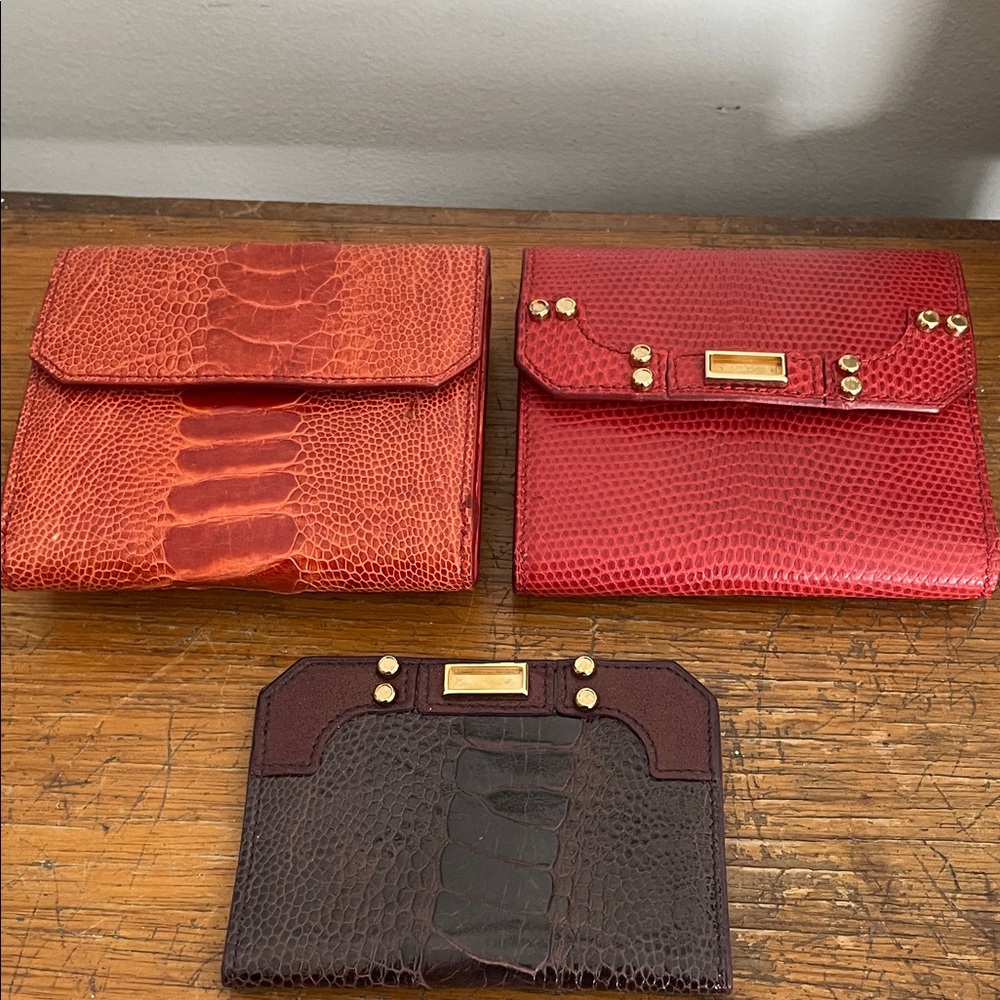 Judith Lieber purses, & burgundy card holder. Purses $49 each, card holder $25